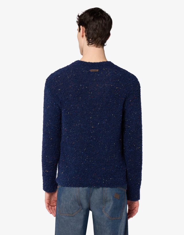 Moschino Teddy Bear Bouclé Wool-Blend Sweater Blue Moschino 1