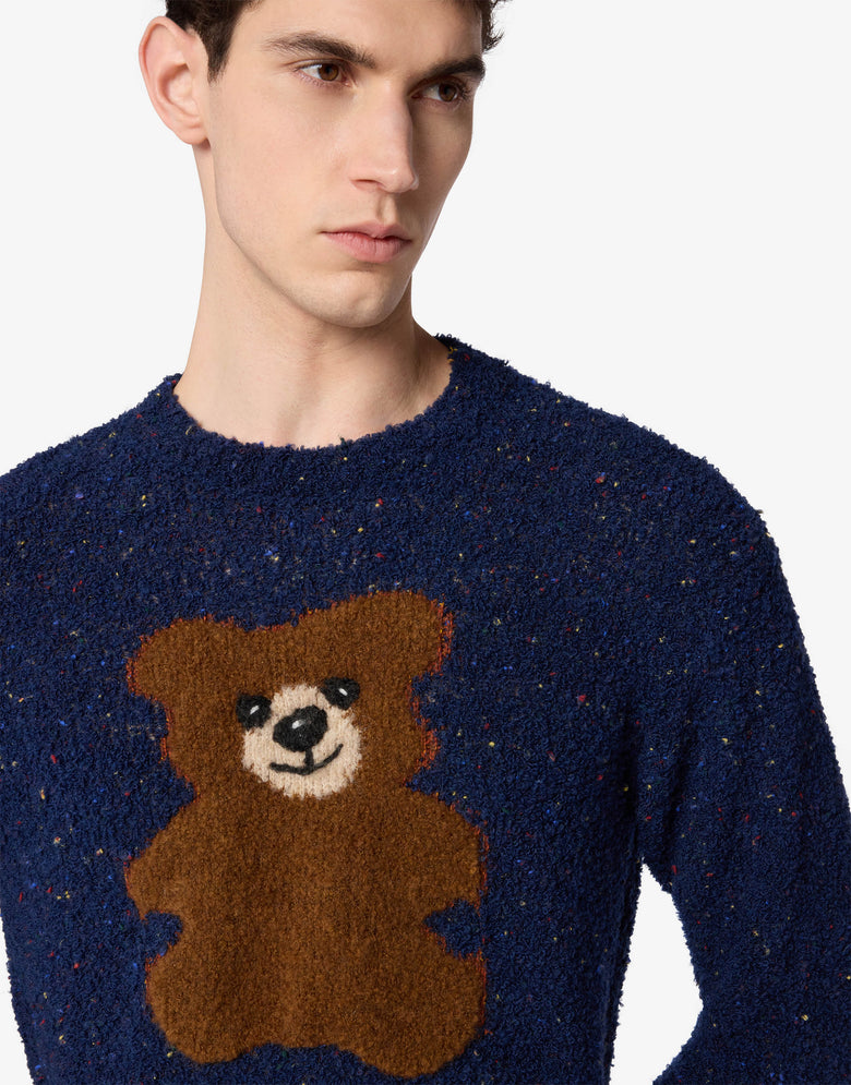 Jersey de mezcla de lana bouclé Moschino Teddy Bear Azul Moschino 2