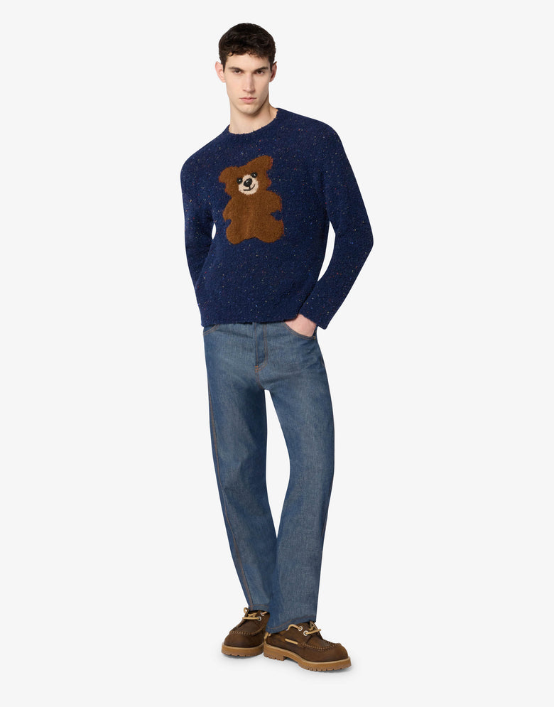 Jersey de mezcla de lana bouclé Moschino Teddy Bear Azul Moschino 3
