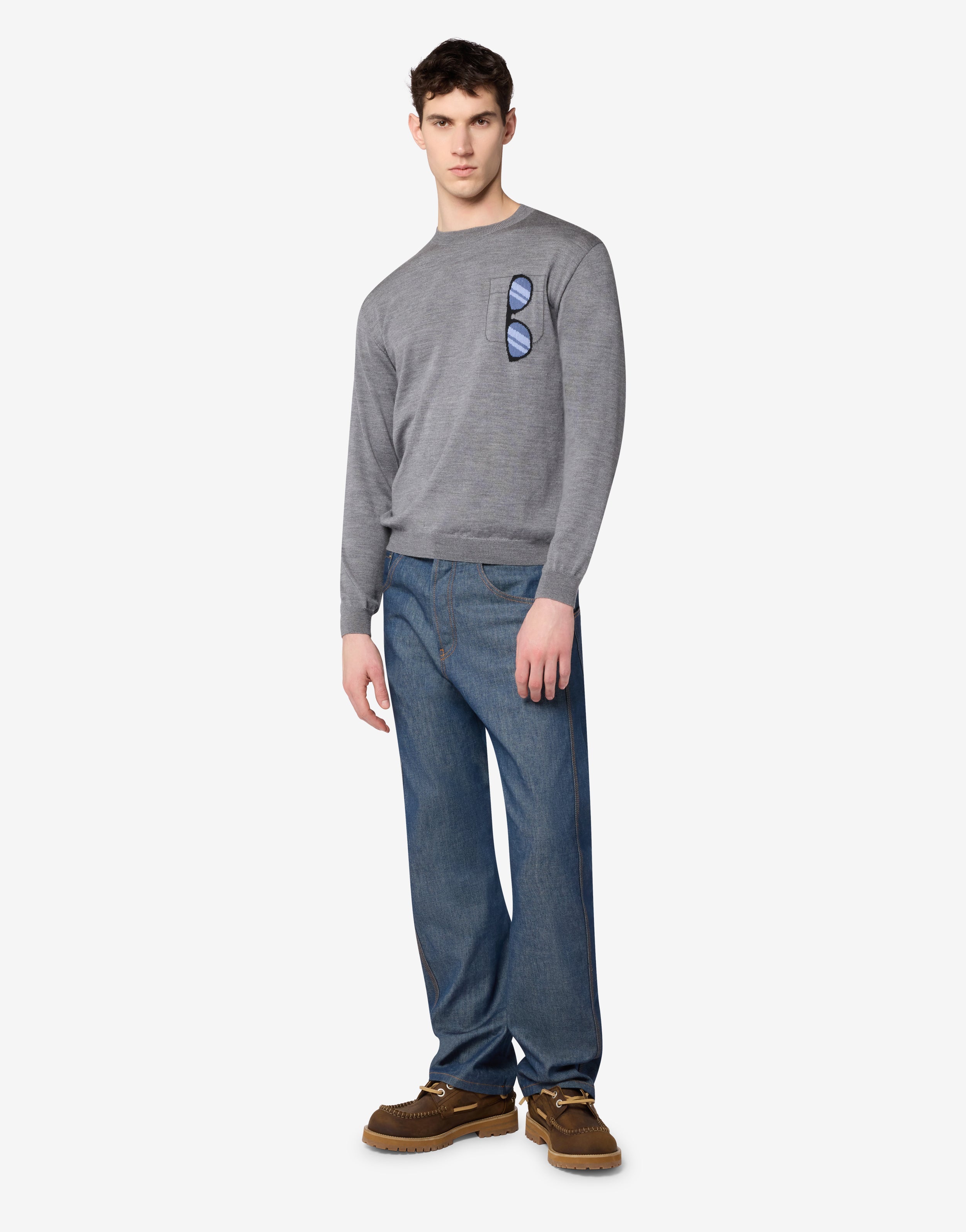 Extra-fine merino wool intarsia sweater | Moschino