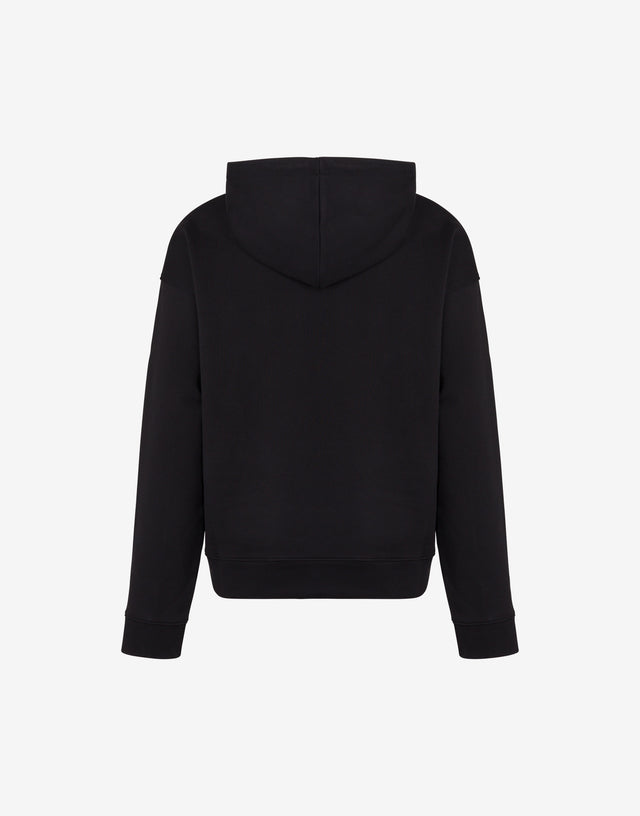 Black organic cotton sweatshirt with a trompe-l'œil Smiley® print featuring a tape-like effect Black Moschino 1