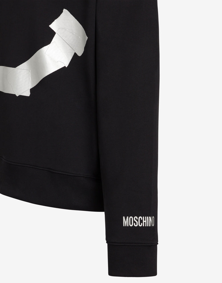 Sudadera de algodón orgánico negra con estampado Smiley® en estilo «trompe-l'œil» con efecto de cinta adhesiva  Negro Moschino 2