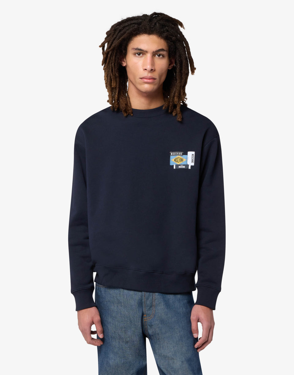 刺绣棉质卫衣 蓝色 Moschino 0