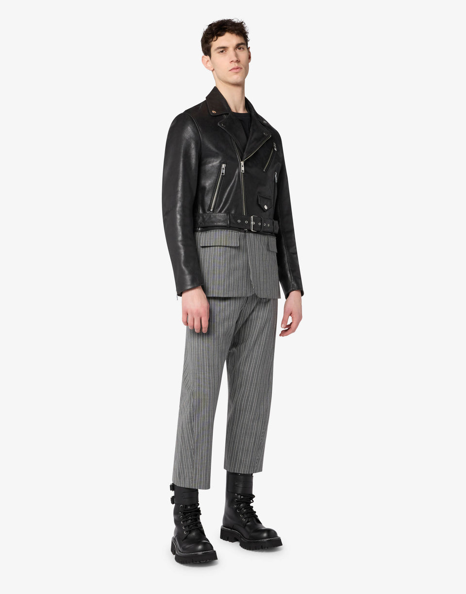 Chaqueta motera de napa desestructurada Negro Moschino 0