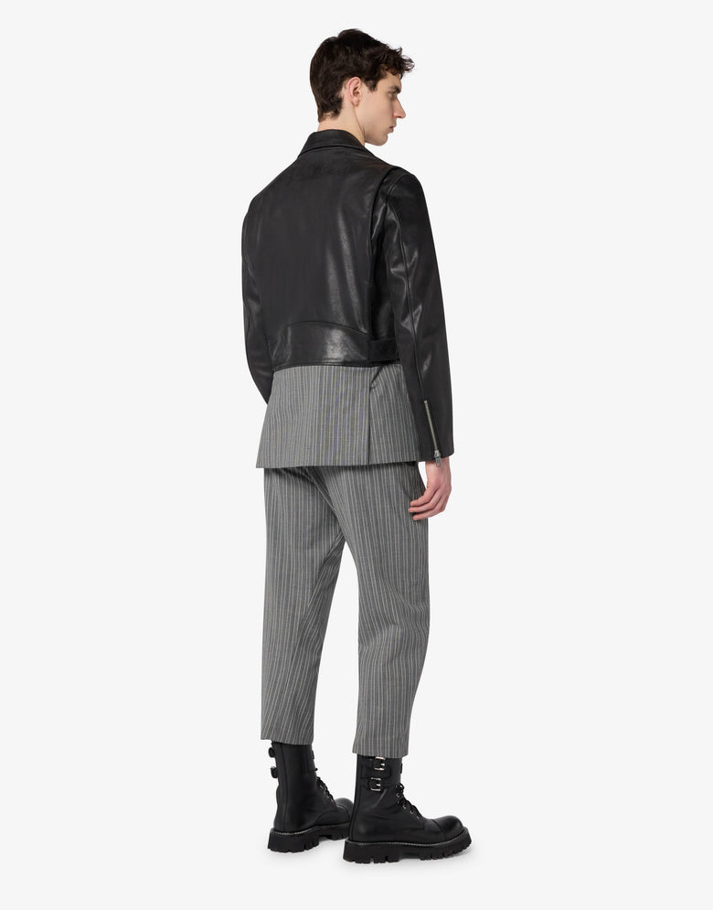 Chaqueta motera de napa desestructurada Negro Moschino 1
