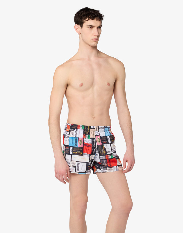 Printed nylon swim briefs Multicoloured Moschino 0