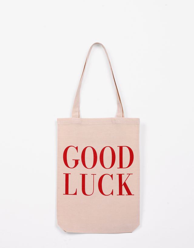 “Good Luck” Limited-Edition Tote Bag Ivory Moschino 0