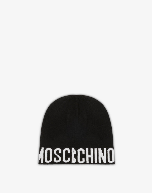 带徽标的羊毛混纺帽子 黑色 Moschino 1