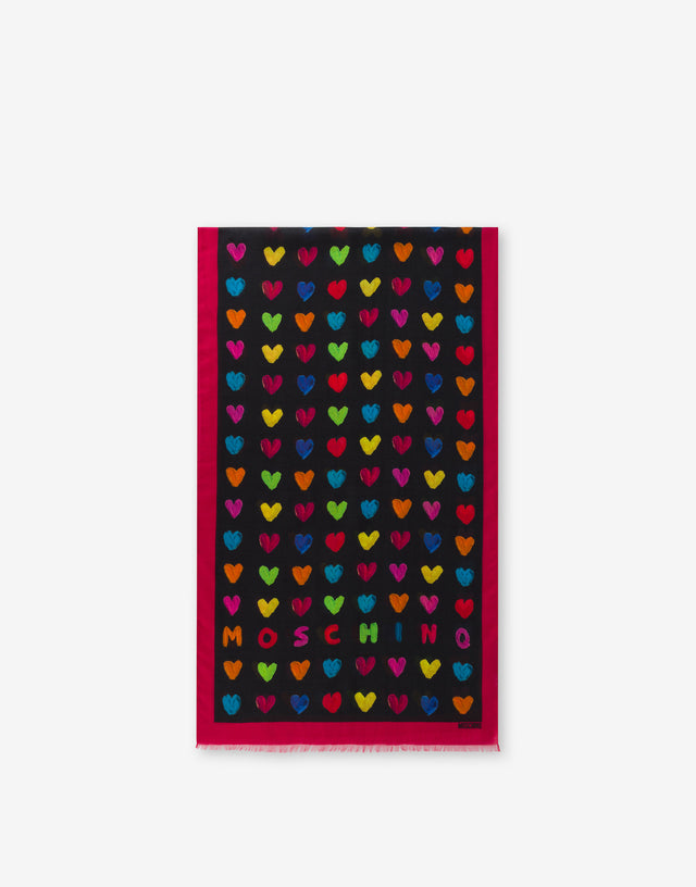 Logo Hearts Scarf Black Moschino 0