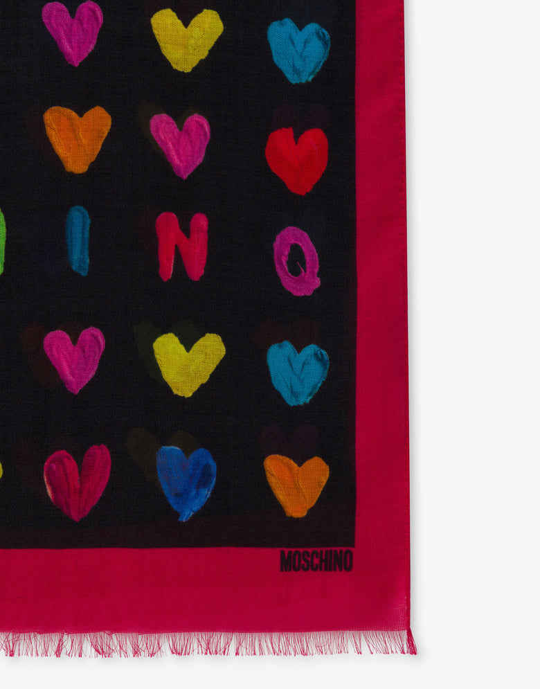 Logo Hearts Scarf Black Moschino 2