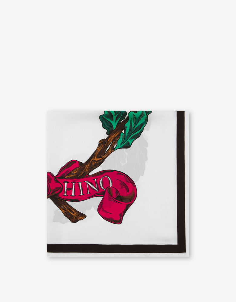 Laurel Crown Logo Silk Scarf White Moschino 1