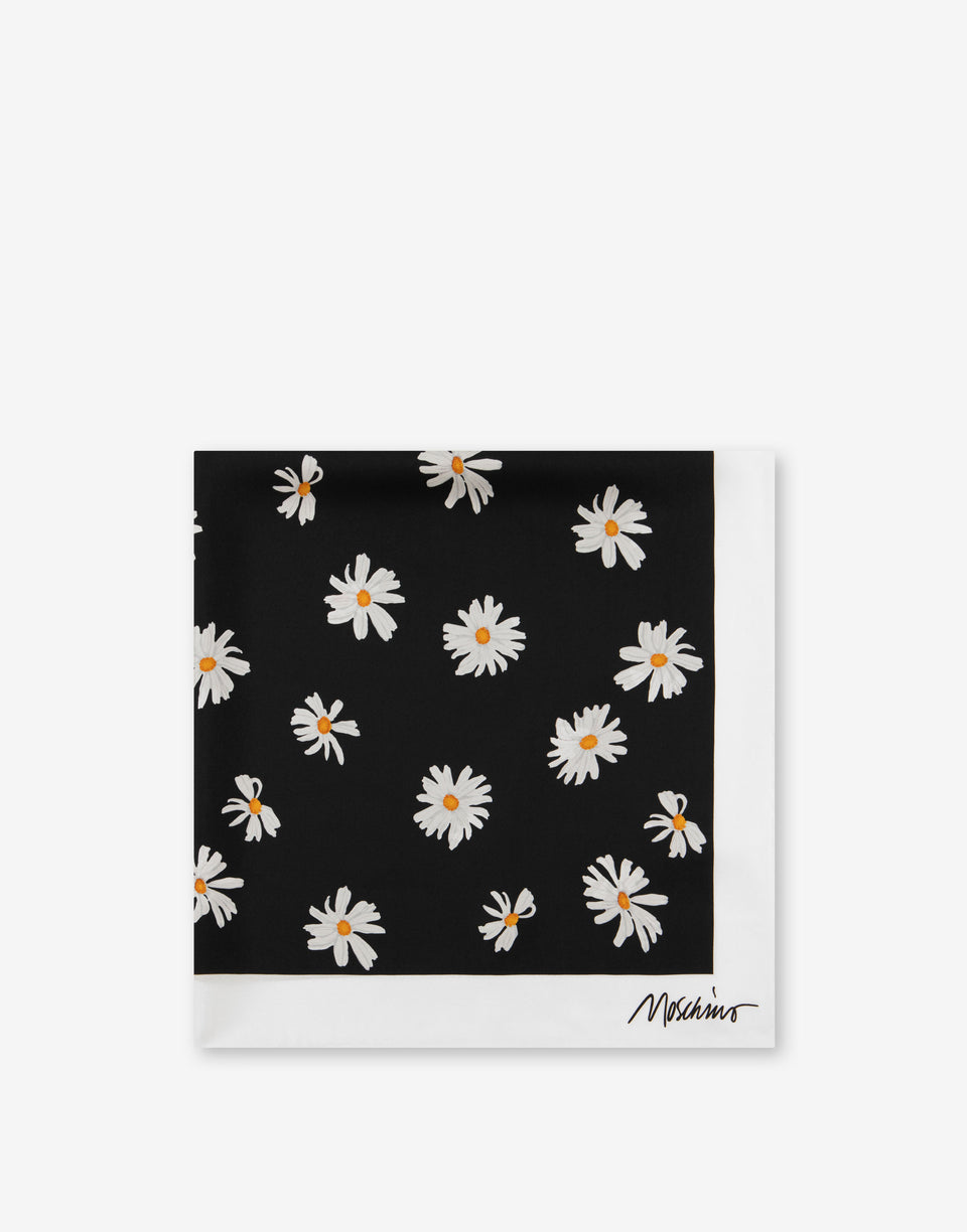 Allover Daisy Silk Scarf Black Moschino 1
