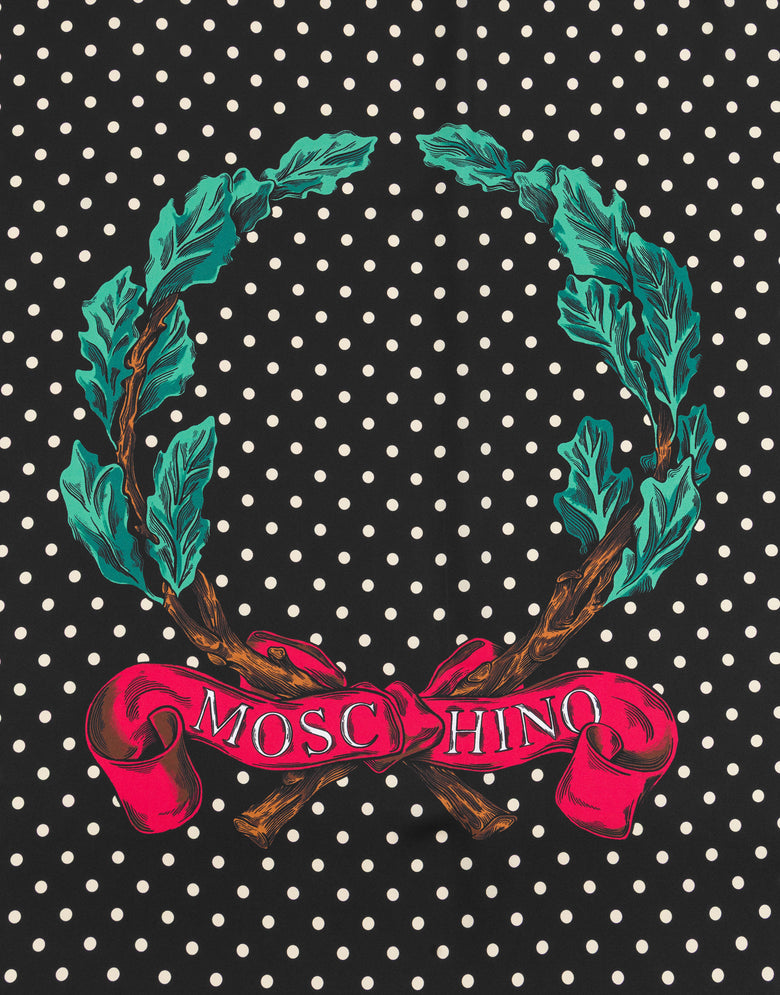 Laurel Crown silk scarf Black Moschino 2