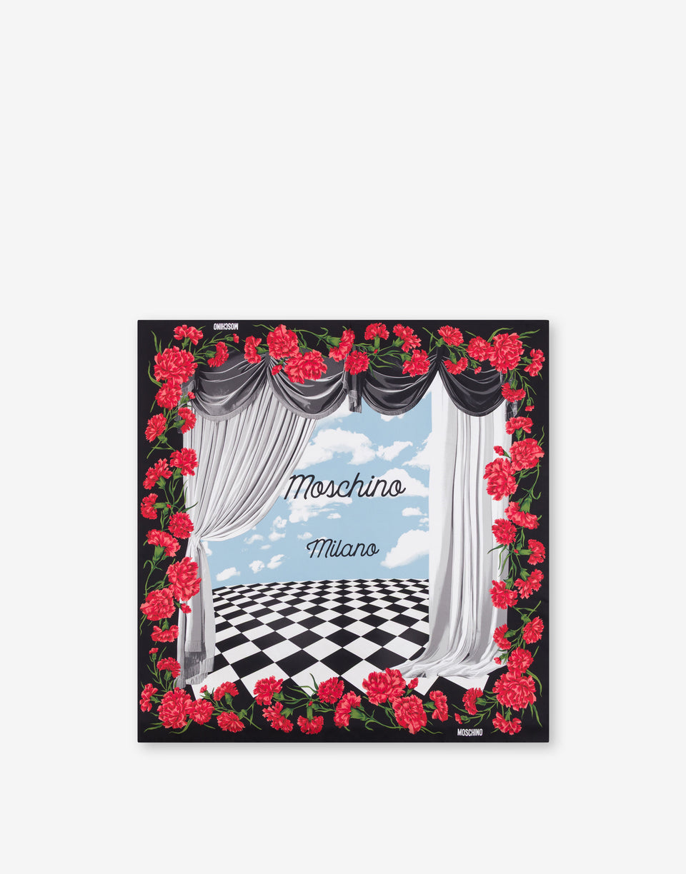 Pañuelo de seda estampado Negro Moschino 0