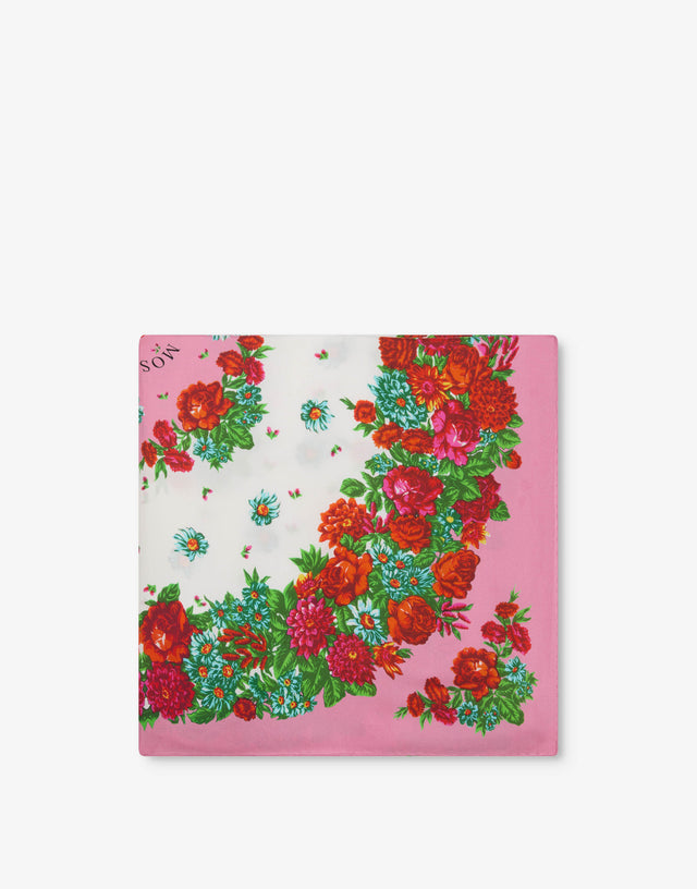 印花真丝方巾 粉红色 Moschino 1