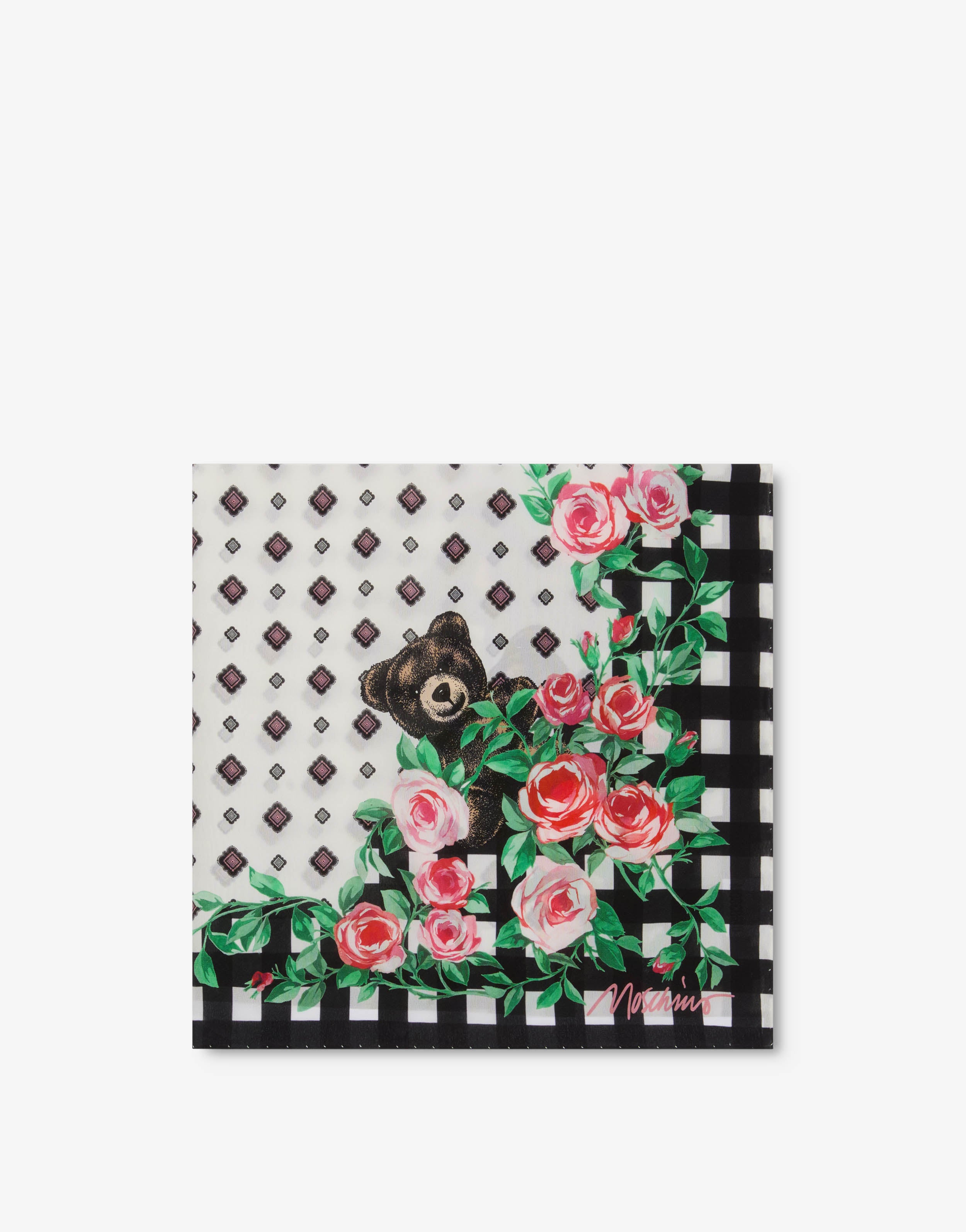 MOSCHINO シルクスカーフ クマデザイン Moschino Teddy Bear printed silk scarf | Moschino