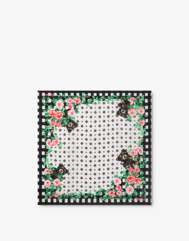 Moschino泰迪熊印花真丝方巾 黑色 Moschino 0