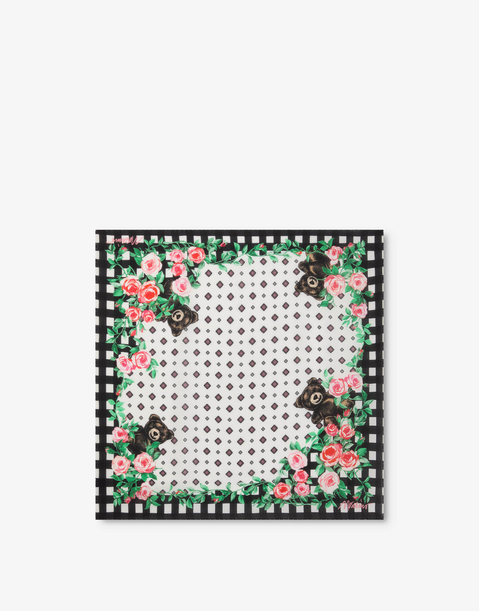Moschino Teddy Bear printed silk scarf Black Moschino 0