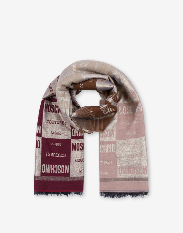 羊毛混纺提花围巾 古典粉色 Moschino 1