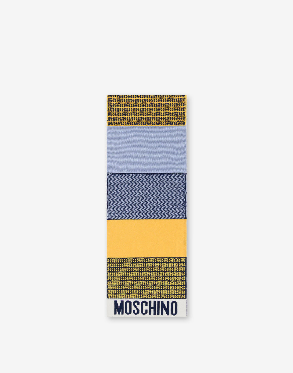 Embroidered patchowrk scarf Yellow Moschino 0
