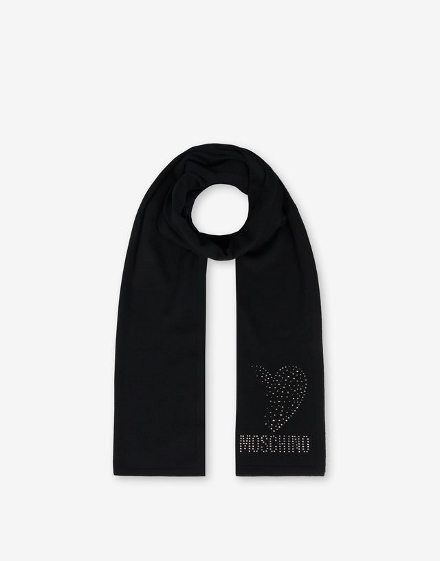 Bufanda con corazón y logotipo Negro Moschino 1