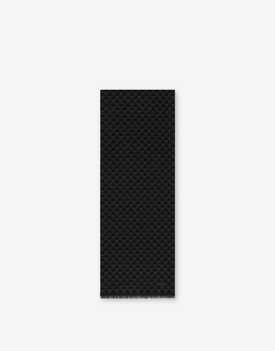 Scarf with all-over Double Question Mark detail Black Moschino 0