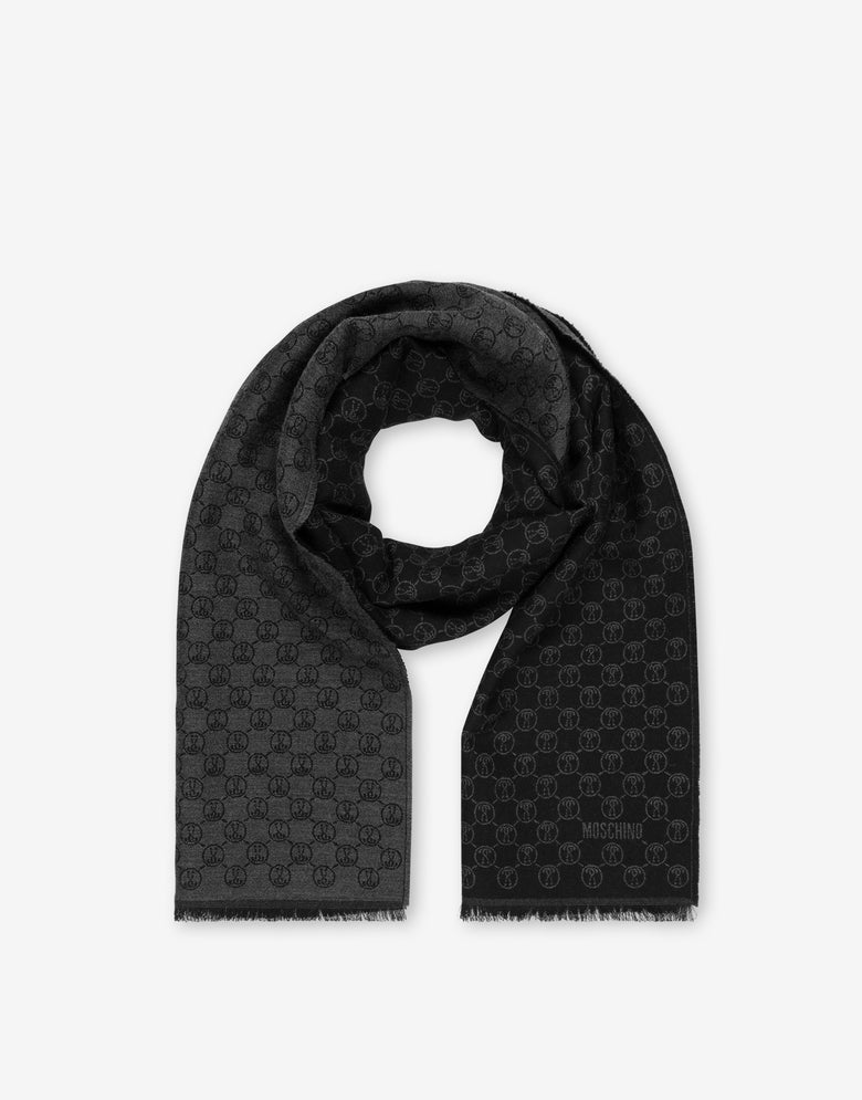 Scarf with all-over Double Question Mark detail Black Moschino 1