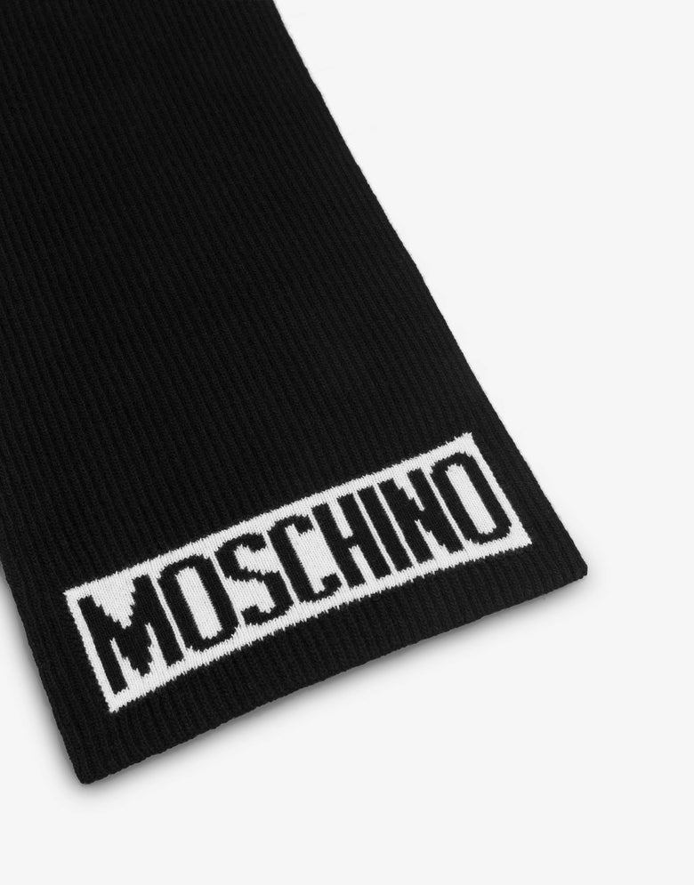 徽标针织围巾 黑色 Moschino 2