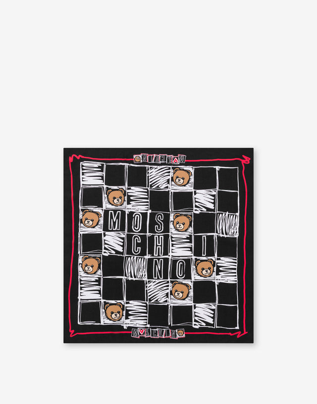 印花真丝绉绸围巾 黑色 Moschino 0