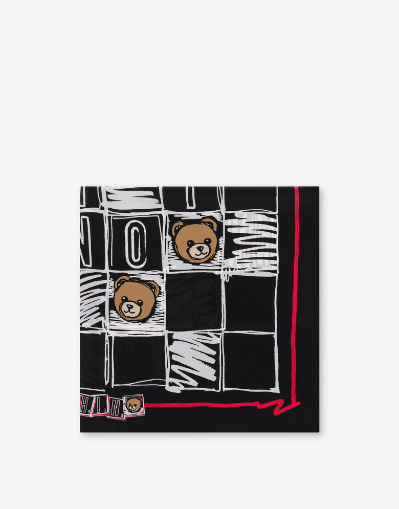 Pañuelo de crepé de seda estampado Negro Moschino 1