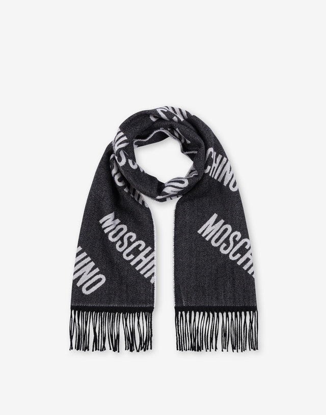 提花羊毛围巾 黑色 Moschino 1