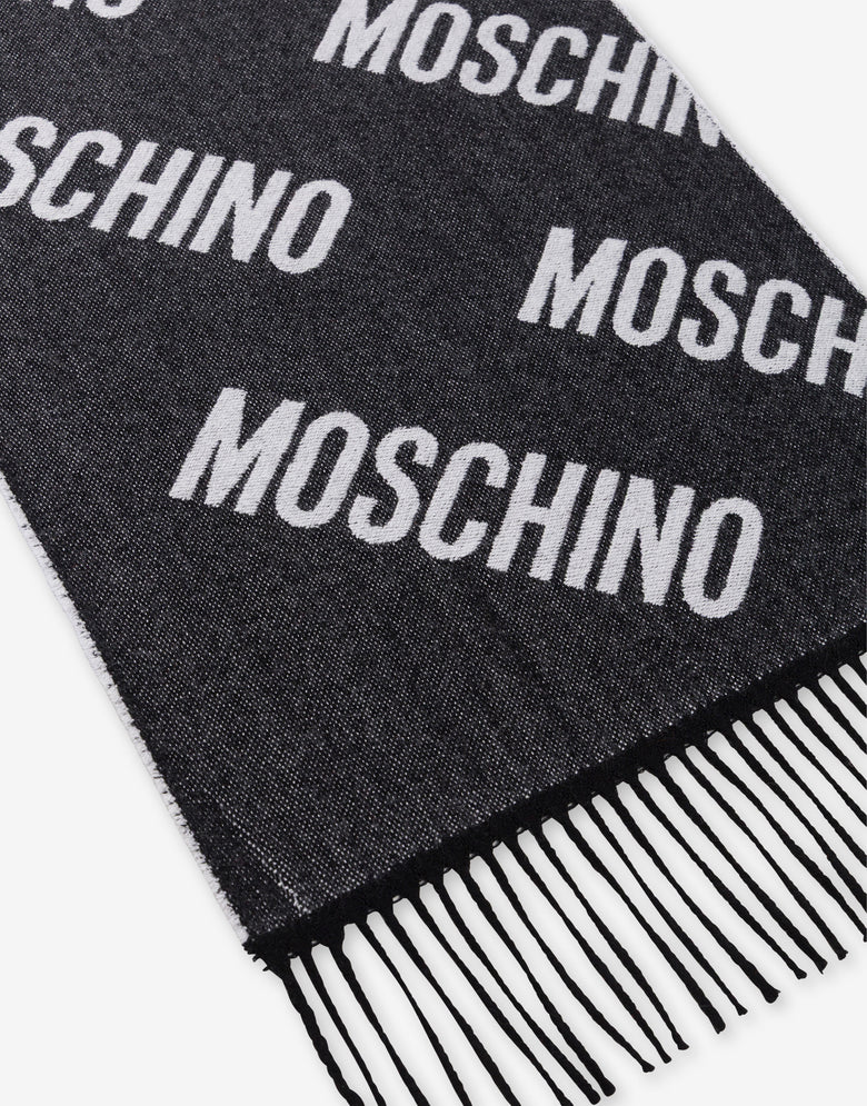 Bufanda de lana jacquard Negro Moschino 2