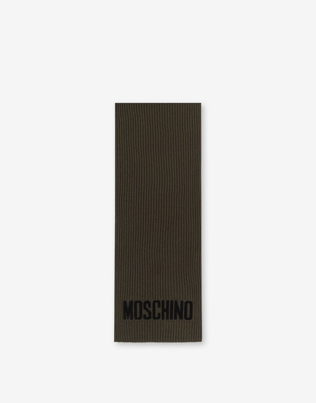 Bufanda Logo en mezcla de lana Marrón oscuro Moschino 0