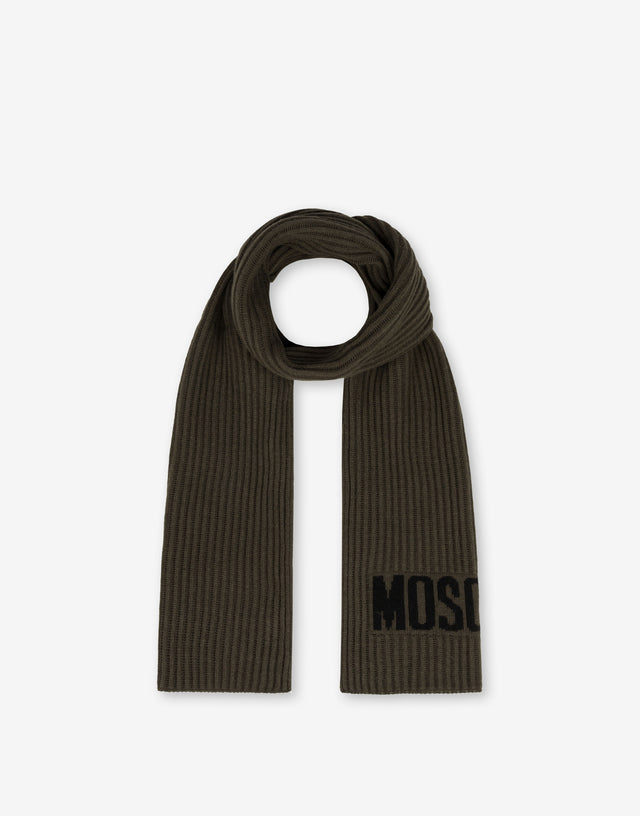 Bufanda Logo en mezcla de lana Marrón oscuro Moschino 1