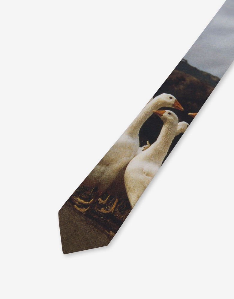 Goose Print Silk Tie Multicoloured Moschino 2