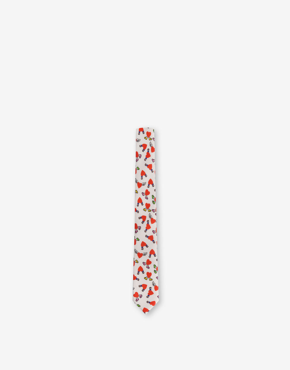 Printed silk tie White Moschino 0