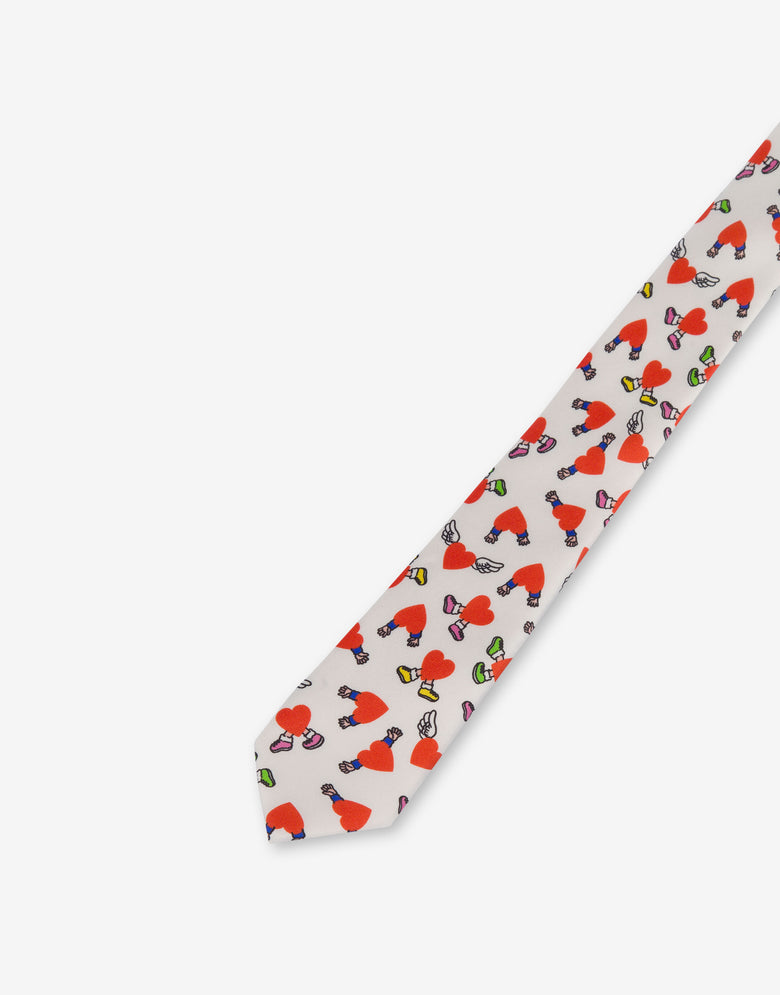 Printed silk tie White Moschino 2