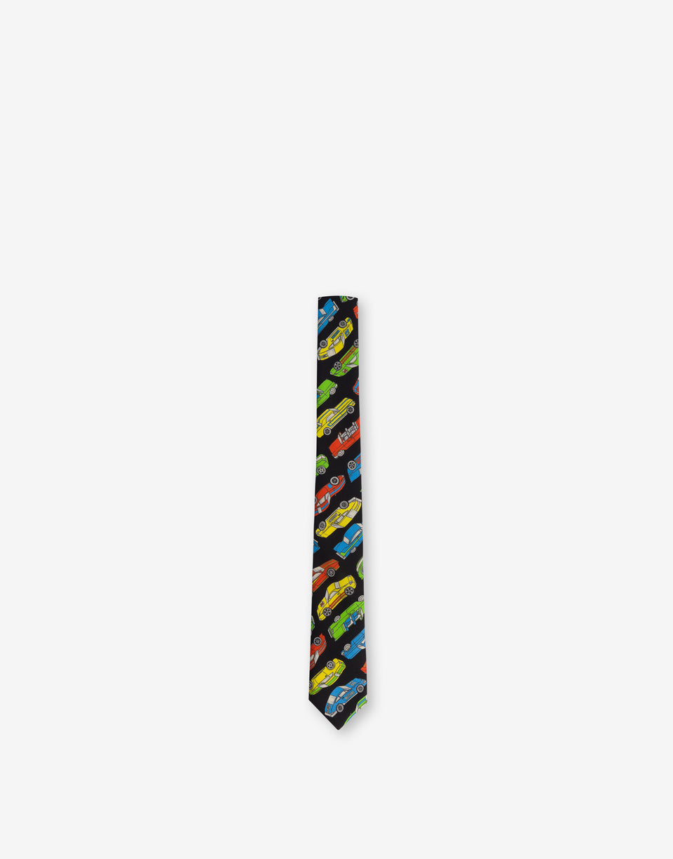 Printed silk tie Black Moschino 0