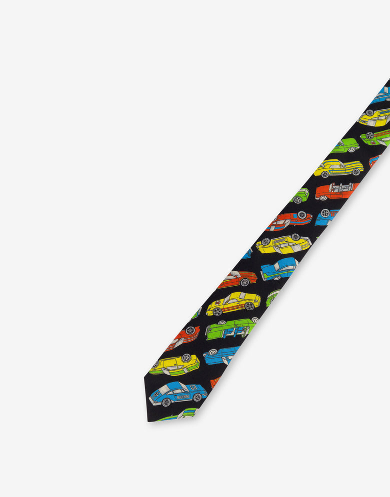 Printed silk tie Black Moschino 2