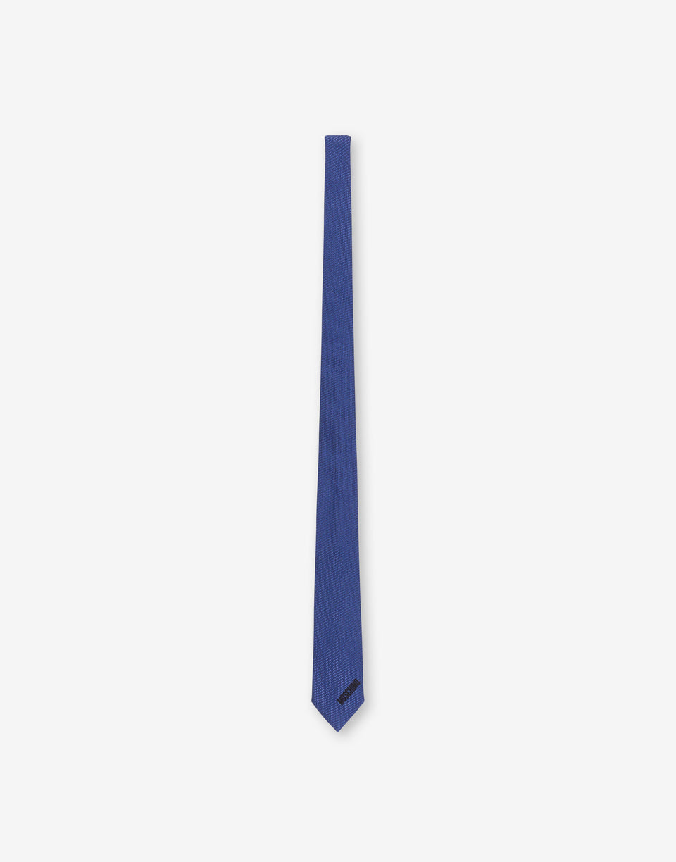 Jacquard silk tie Savoy blue Moschino 0