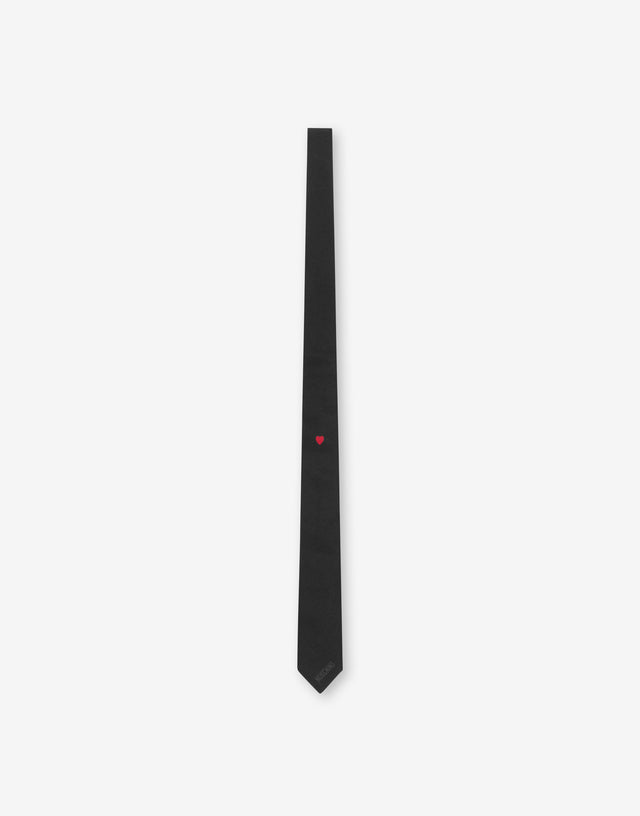 Little Red Heart silk tie Black Moschino 0