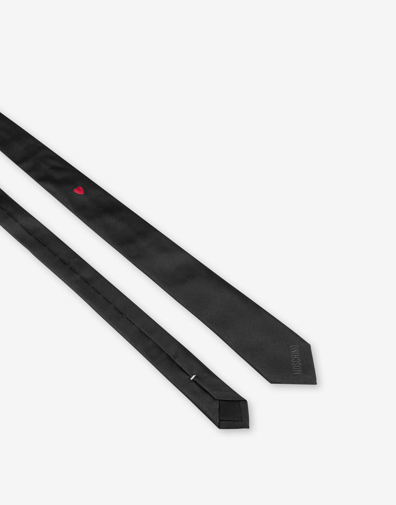 Corbata de seda Little Red Heart Negro Moschino 1