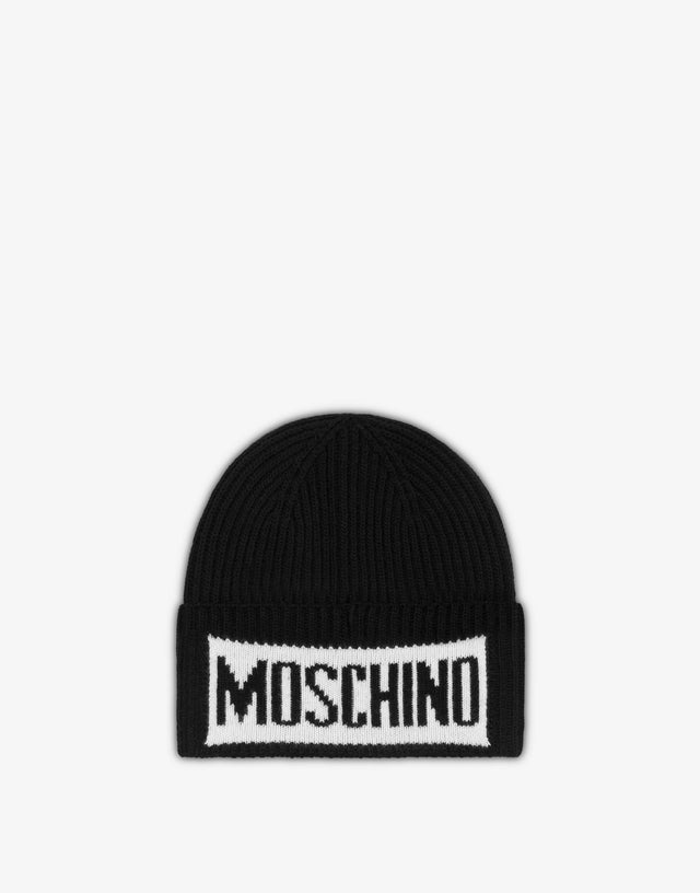 Gorro de punto con logo Negro Moschino 0