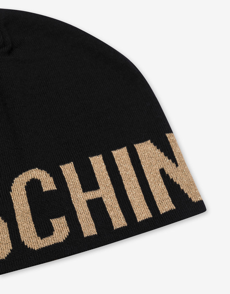Gorro de punto Lettering Logo Negro Moschino 2