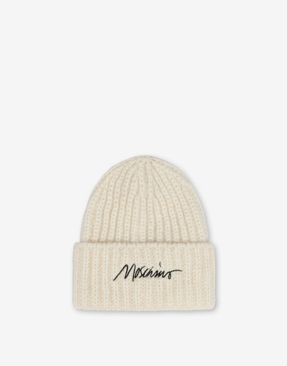 Gorro con logotipo, de mezcla de alpaca Blanco Moschino 0