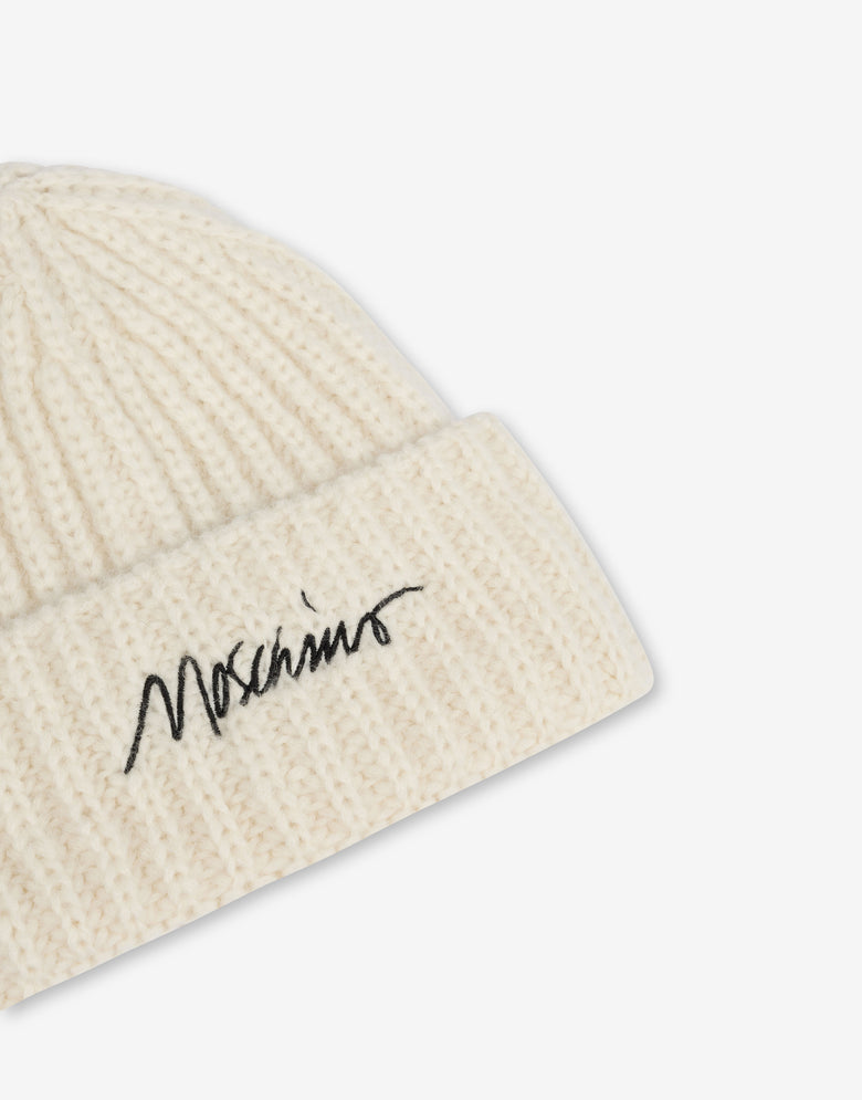 Gorro con logotipo, de mezcla de alpaca Blanco Moschino 2