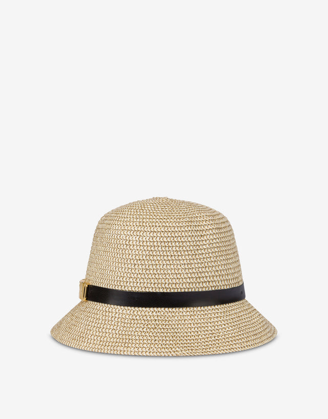 Logo Lettering sombrero de rafia Beige Moschino 1