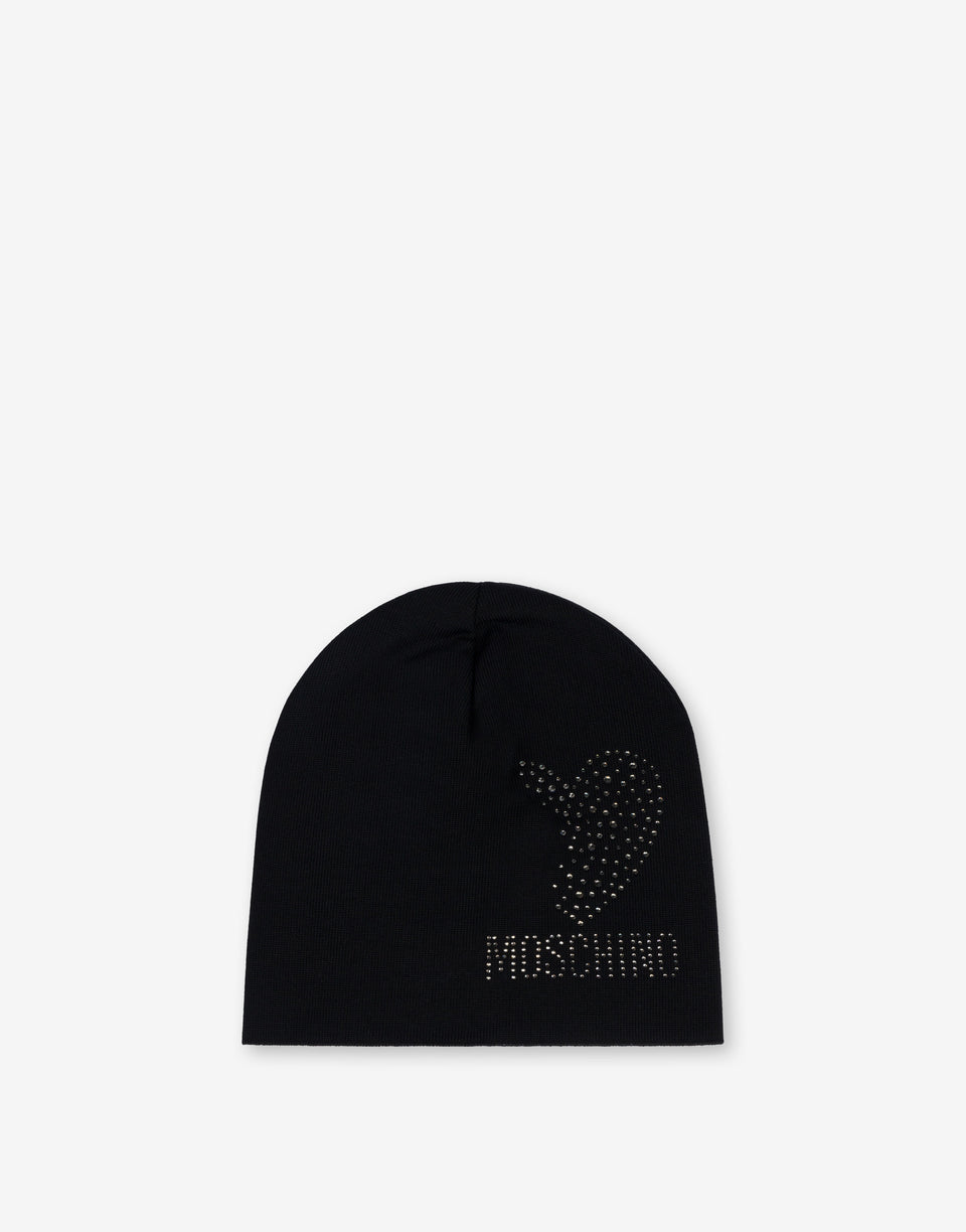 Heart and Logo Wool Hat Black Moschino 0