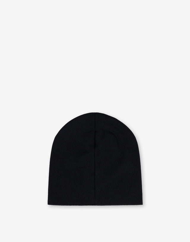 Gorro con corazón y logotipo de lana Negro Moschino 1