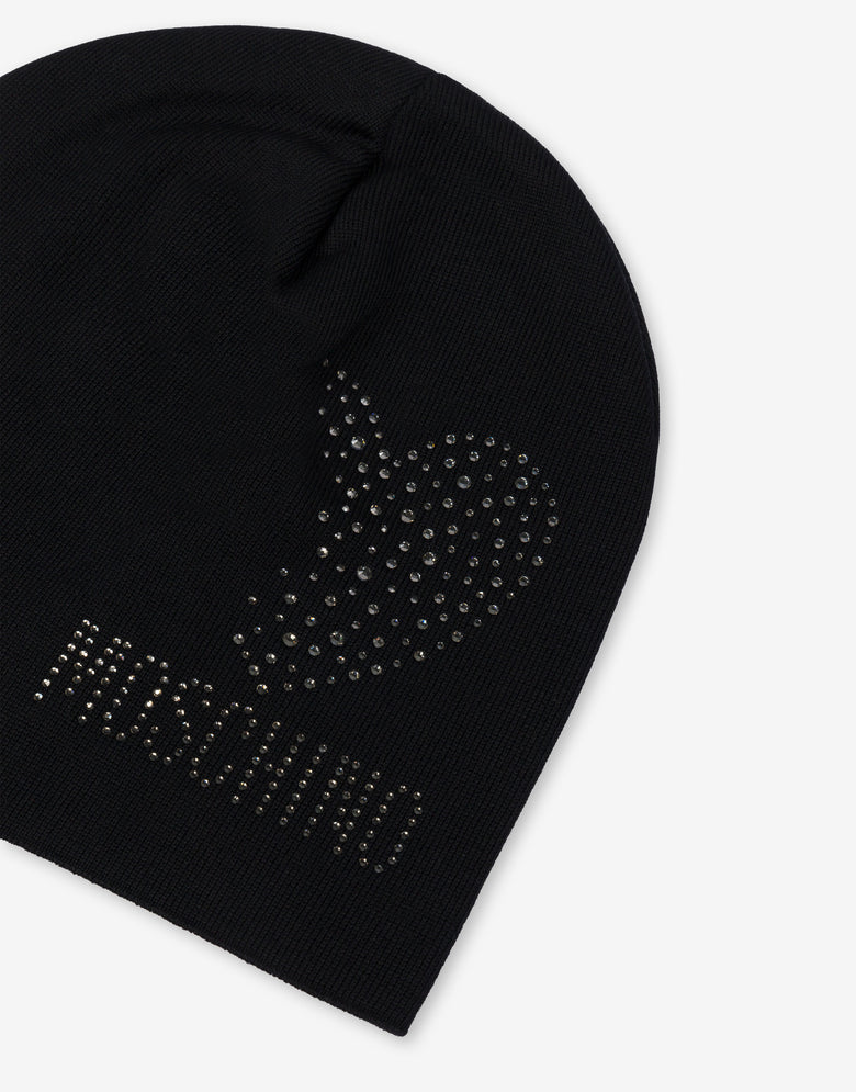Heart and Logo Wool Hat Black Moschino 2